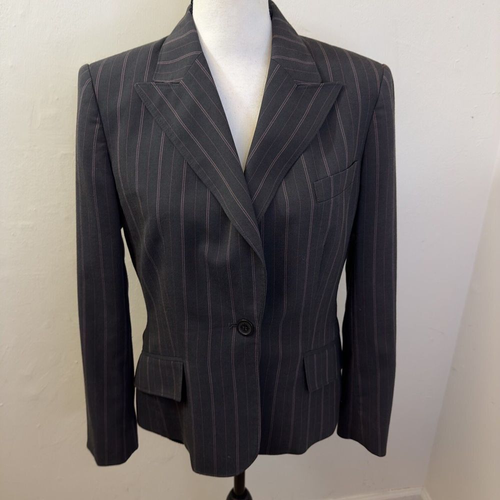 Anne Klein New York Executive Collection Pinstripe One Button Jacket Size 8P